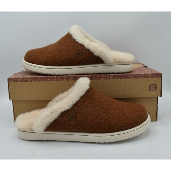 Born Womens Size 10 Zoe Brown Wool Slip On Slippers Shoes - Picture 3 of 12